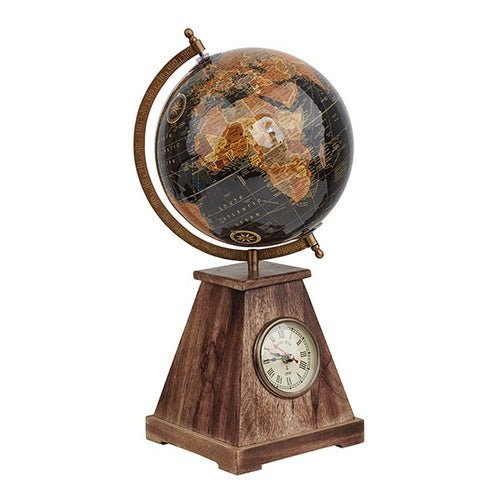 גלובוס ענתיק יוקרתי עם שעון שולחני