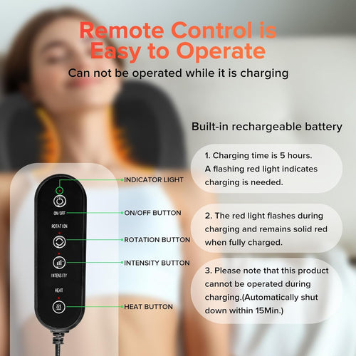 כרית עיסוי שיאצו מחממת 4 ראשי עיסוי