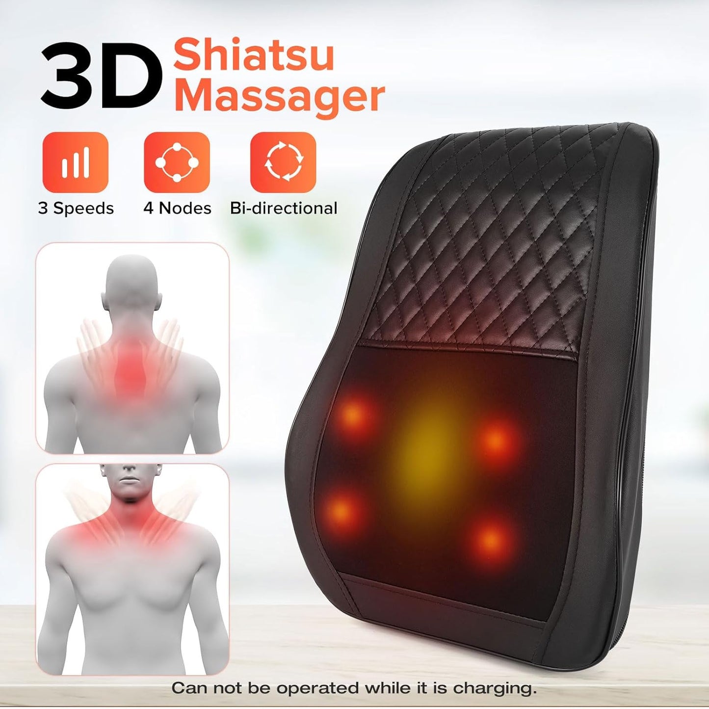 כרית עיסוי שיאצו מחממת 4 ראשי עיסוי