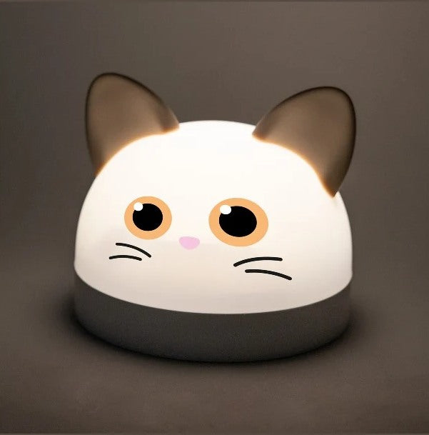 שעון מעורר דיגיטלי עם מנורת לילה נטענת בעיצוב חתול