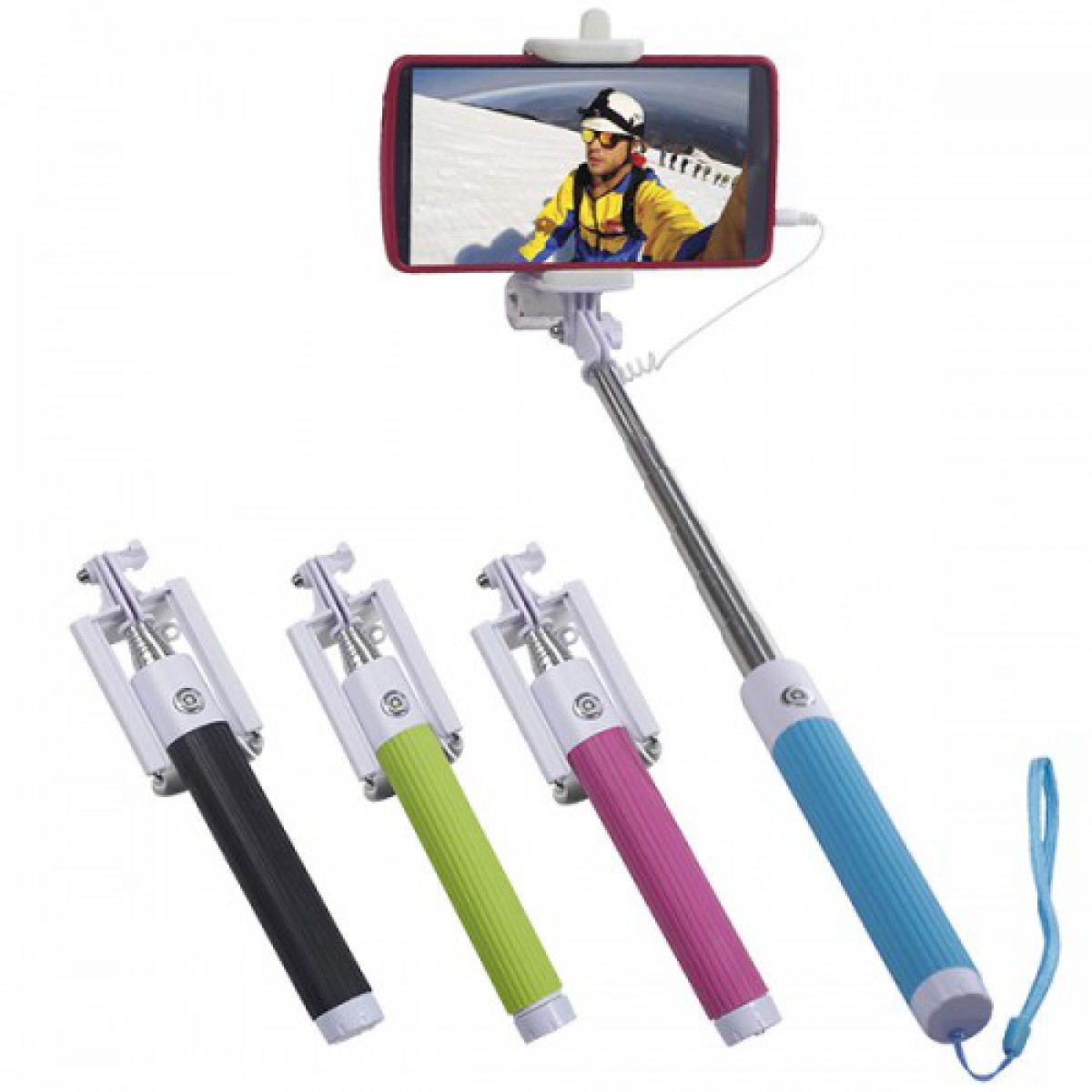 מוט טלסקופי לצילום סלפי עם כבל וכפתור