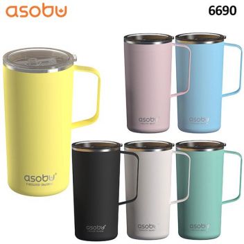 ספל תרמי נירוסטה Tower Mug בציפוי קרמי פנימי עם ידית מבית ASOBU
