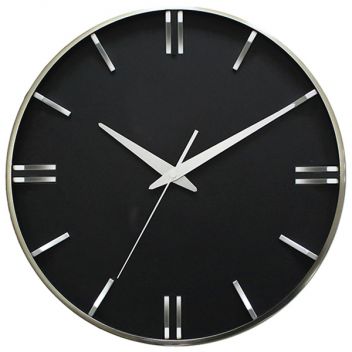 שעון קיר זכוכית שחור מסגרת אלומיניום | 40 ס"מ