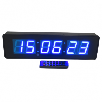 שעון טיימר דיגיטלי LED כולל שלט | כחול 32 ס"מ