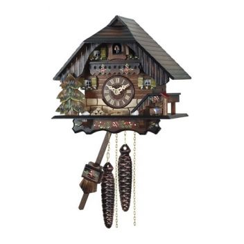 שעון קוקיה איכותי עם עיטורים מעץ מלא עבודת יד