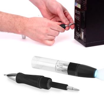 פנס משולב עם עט כדורי וסט מברגים | עט-פנס איכותי