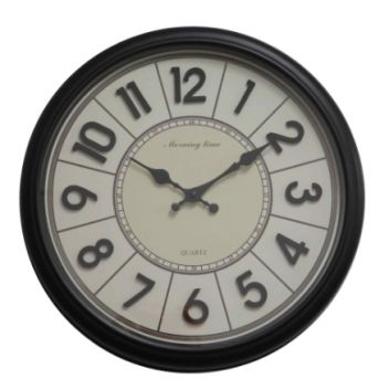 שעון קיר קלאסי עם ספרות בולטות דגם סיאטל | מסגרת שחורה 40 ס"מ