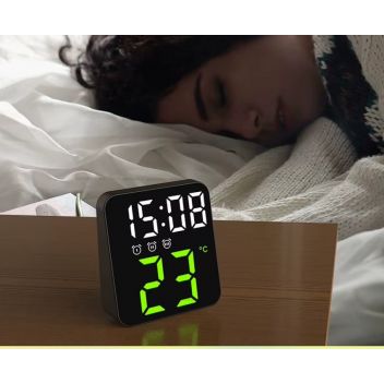 שעון שולחני מעורר דיגיטלי עם מד טמפרטורה |