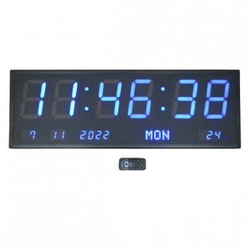שעון קיר דיגיטלי 75 ס"מ כולל תאריך | כחול
