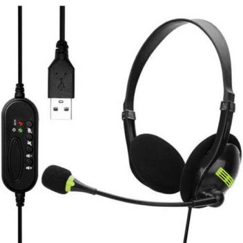 אוזניות עם מיקרופון למחשב חיבור USB