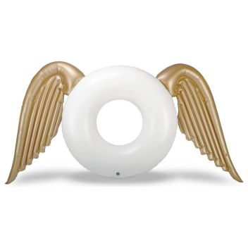 גלגל ענק מתנפח לבריכה בעיצוב כנפי מלאך מוזהבות 