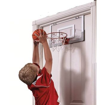 מתקן כדורסל ביתי לתלייה על דלתות עם כדור ומשאבה