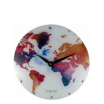 שעון קיר מפת העולם צבעונית 43 ס"מ