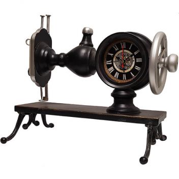 שעון שולחני בצורת מכונת תפירה רטרו