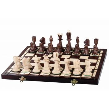 לוח שחמט עץ דקורטיבי עבודת יד 42 ס"מ