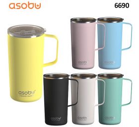 ספל תרמי נירוסטה Tower Mug בציפוי קרמי פנימי עם ידית מבית ASOBU