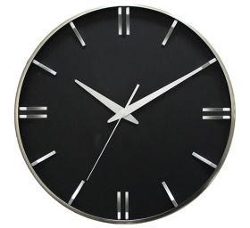שעון קיר זכוכית שחור מסגרת אלומיניום | 40 ס"מ