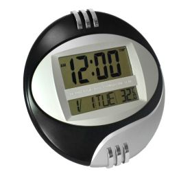 שעון דיגיטלי קיר \ שולחני כולל תאריכון וטמפ' - שחור