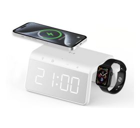 מטען אלחוטי מהיר לסמארטפון ולשעון חכם עם שעון דיגיטלי