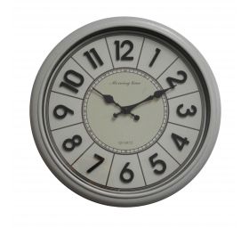 שעון קיר מעוצב ספרות בולטות דגם סיאטל | לבן 40 ס"מ