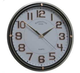 שעון קיר אלגנטי בשילוב צבעי שחור וזהב דגם סינגפור | 40 ס"מ
