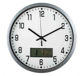 שעון עגול לקיר משולב אנלוגי דיגיטלי