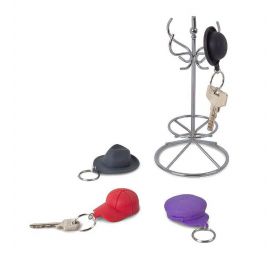 מארז 4 מחזיקי מפתחות בעיצוב כובעים כולל מתלה !Chapeau
