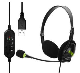 אוזניות עם מיקרופון למחשב חיבור USB