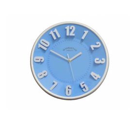 שעון קיר אנלוגי עם ספרות בולטות 30 ס"מ - כחול