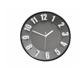 שעון קיר אנלוגי עם ספרות בולטות 30 ס"מ - שחור