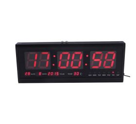 שעון קיר דיגיטלי עם תאריך, יום וטמפרטורה - תאורה אדומה
