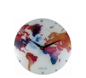 שעון קיר מפת העולם צבעונית 43 ס"מ