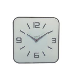 שעון ריבועי זכוכית לבן 43X43 ס"מ