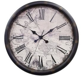שעון קיר אנלוגי מפת עולם מהעבר 50 ס"מ