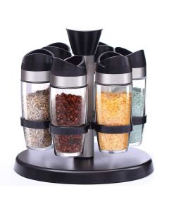 קרוסלת מעמד תבלינים עם 6 חלקים מזכוכית