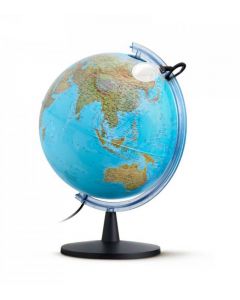 גלובוס-מנורה שולחני 40 ס''מ בעברית עם זכוכית מגדלת